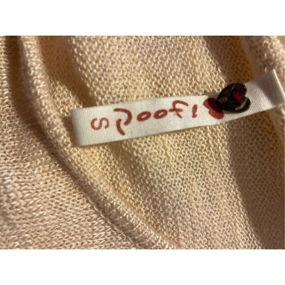 Poof!  Champagne Color Scoop Neck Long Sleeve Lightweight Knit Sweater with Rose - Picture 5 of 10